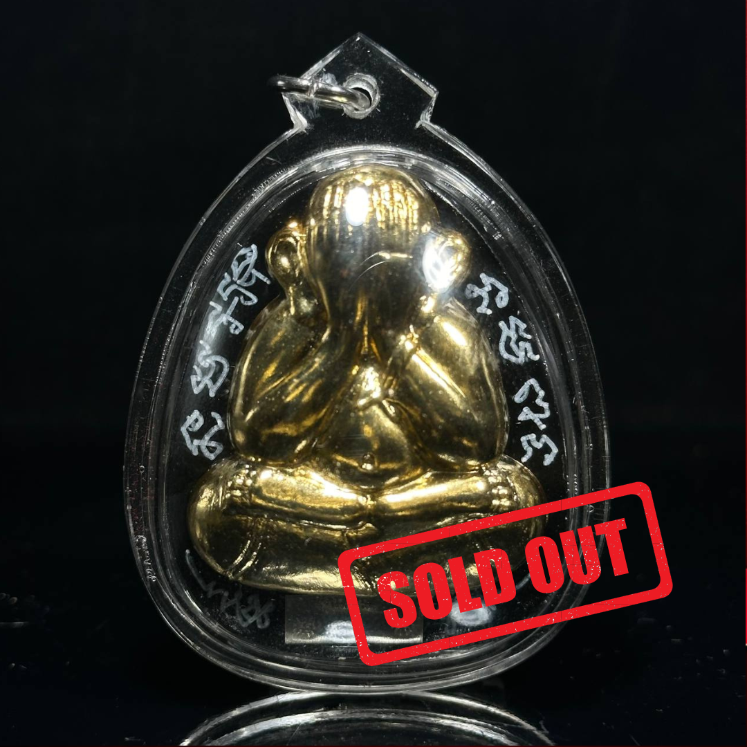 Jin Thai Fo Pai - LUANG PHOR SAITHONG龙婆塞通金脸掩面必达（39支银符管）
